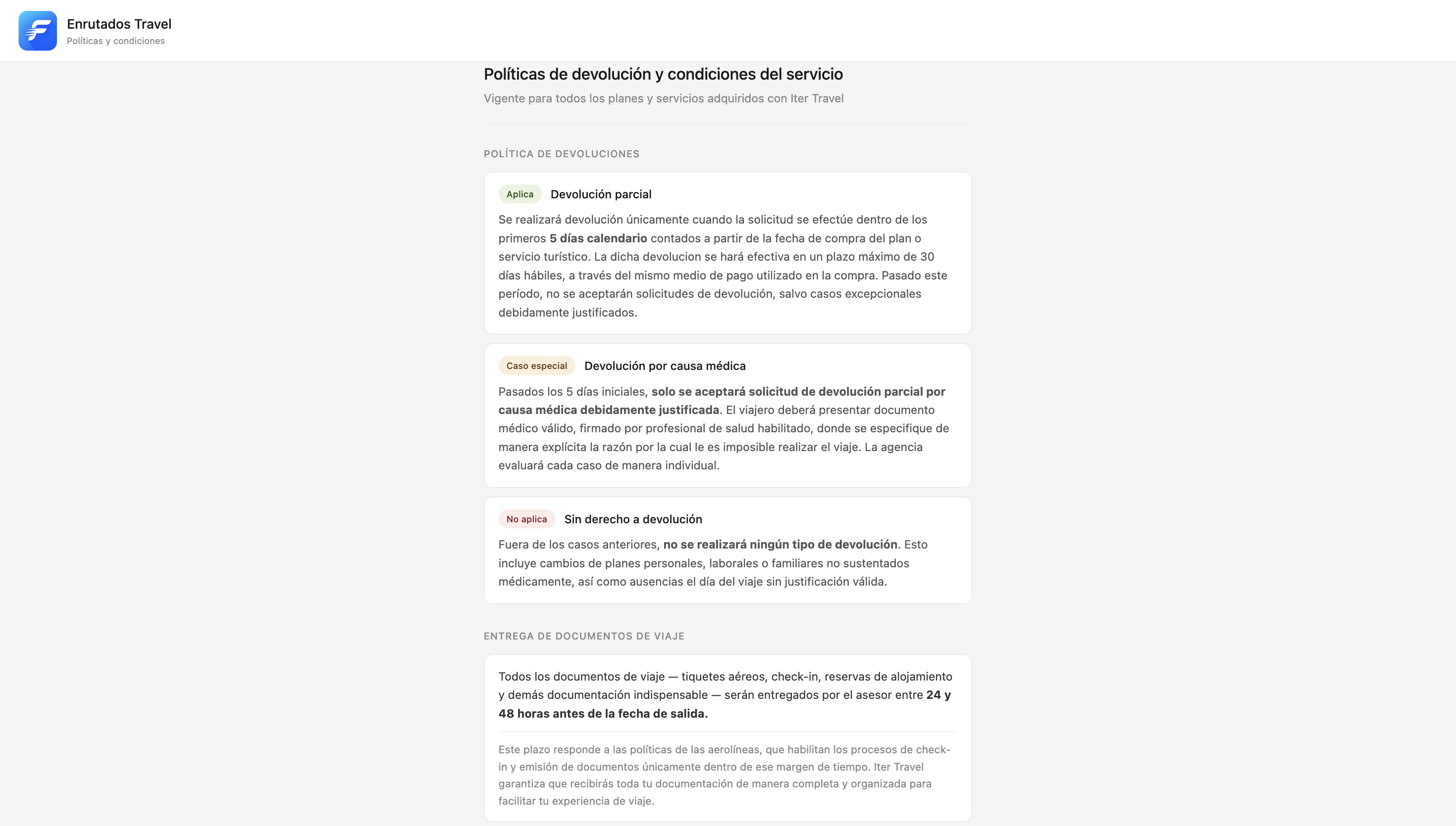 Políticas de devolución vinculadas